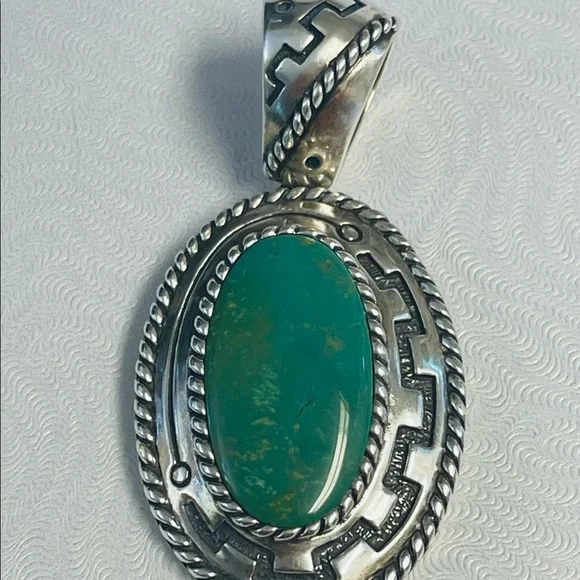 Carolyn Pollack Sterling Silver Turquoise Pendant. - Picture 2 of 6